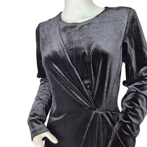 Badgley Mischka Size 2  Black Crepe Fringe Dress Harley Party Cocktail Velvet (1